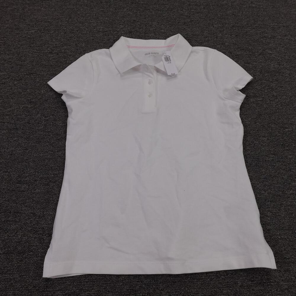 Old Navy Polo Shirt Girls L 10-12 White Short Sleeve Tagless School Uniform